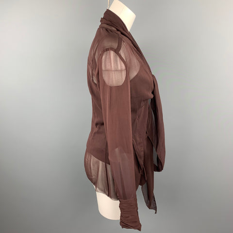 DONNA KARAN Taille 6 Blouse camisole en soie bordeaux à nouer