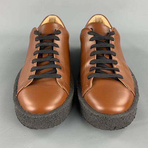 JIL SANDER Size 10 Whiskey Brown Leather Rubber Sole Lace Up Shoes