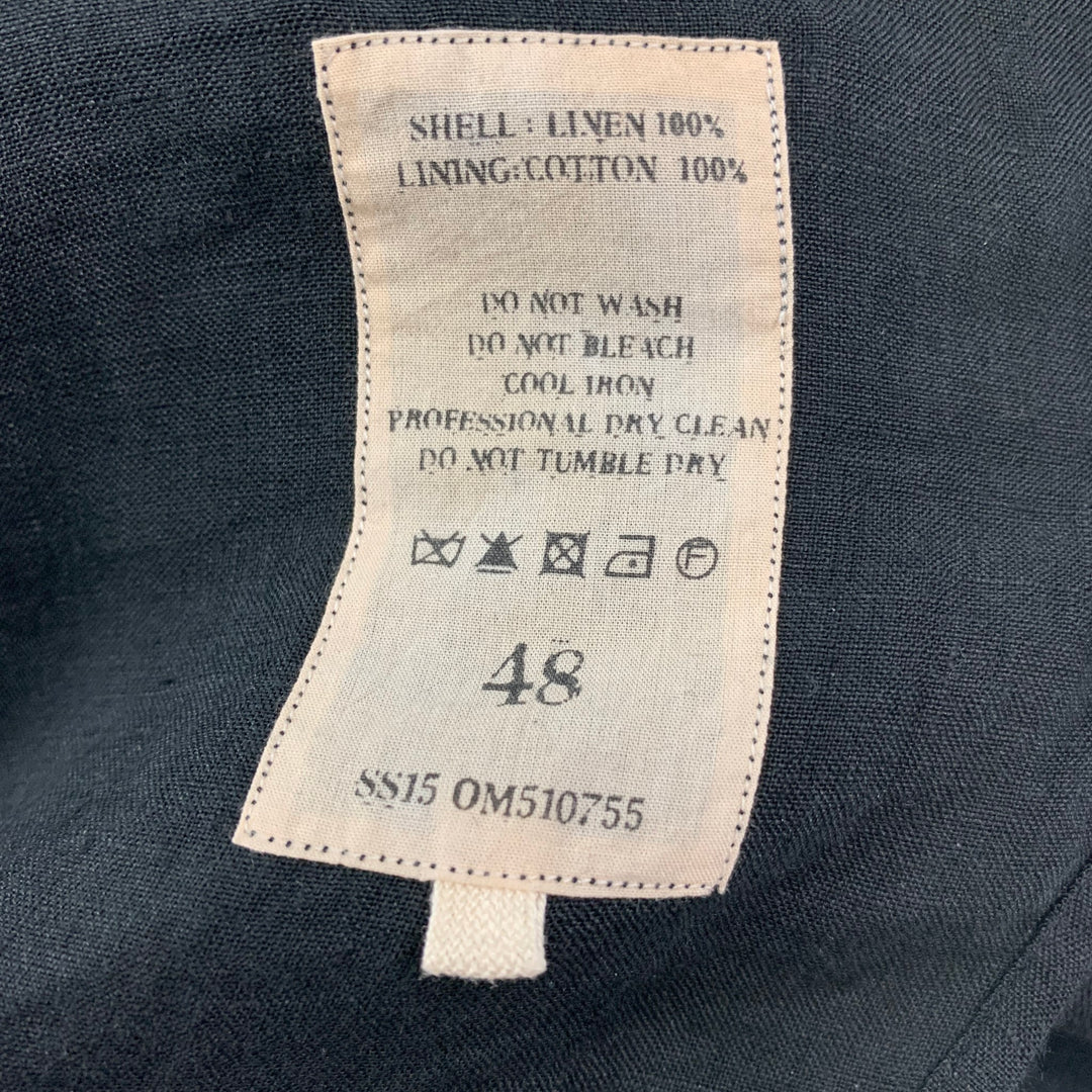 ZIGGY CHEN SS 15 Size 38 Black Linen Hidden Buttons Long Sleeve Shirt