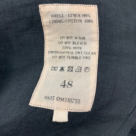 ZIGGY CHEN SS 15 Size 38 Black Linen Hidden Buttons Long Sleeve Shirt