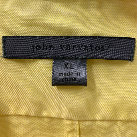 JOHN VARVATOS  Size XL Yellow White Solid Cotton Button Up  Long Sleeve Shirt