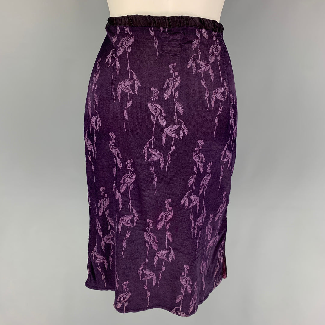 VOYAGE Size 4 Purple Viscose Floral Pencil Skirt