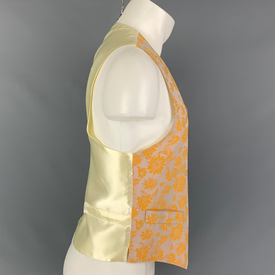 FAVOURBROOK Talla 42 Chaleco de rayón de algodón floral naranja lavanda