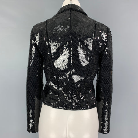 GIORGIO ARMANI Size M Black Sequined Cropped Jacket