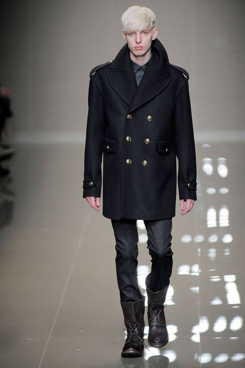 BURBERRY PRORSUM Size M/L Oversized Navy Blue Wool Double Breasted Coat