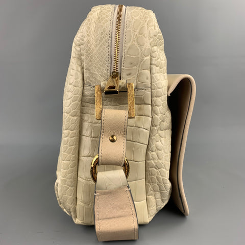 MARC JACOBS Pastel Mint Green Crocodile Embossed Leather Stone Crossbody