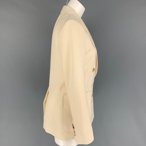 BELLA FREUD Size 8 Cream Wool Tweed Double Breasted Jacket