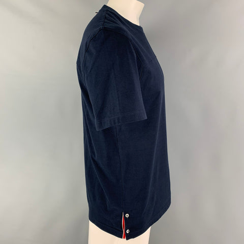 THOM BROWNE Size XL Navy White Stripe Cotton Crew-Neck T-shirt