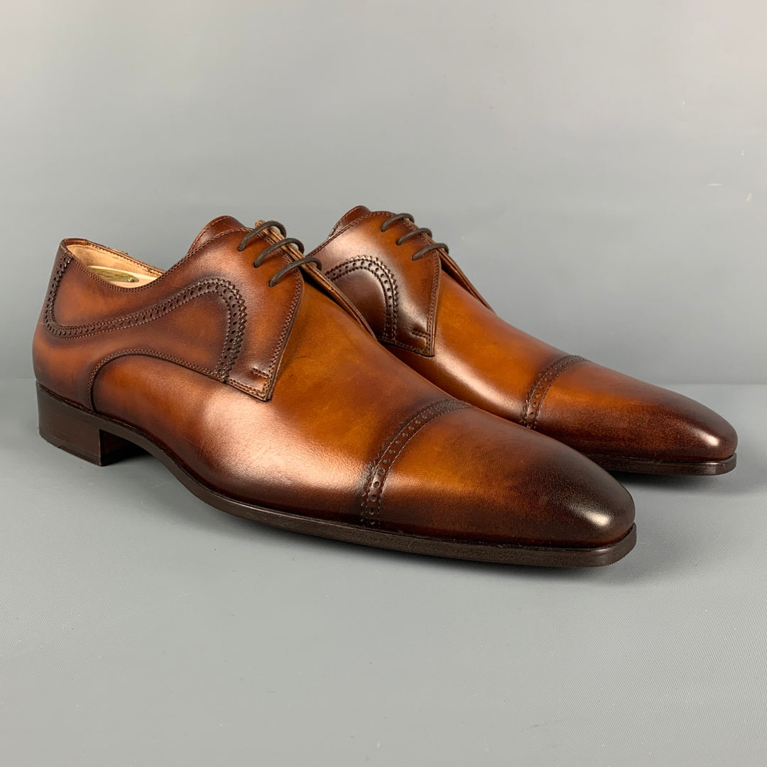 MAGNANNI Size 12 Brown Leather Cap Toe Lace Up Shoes – Sui Generis