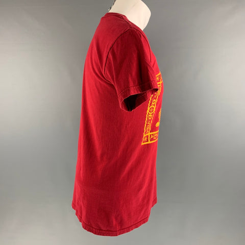 GILDAN Size M Red Orange Graphic Cotton Short Sleeve T-shirt
