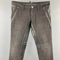 DSQUARED2 Size 32 Black Cotton & Leather Burner Jeans DSQUARED2