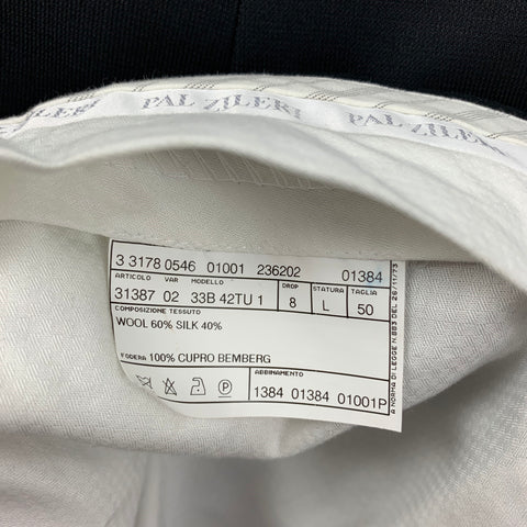 PAL ZILERI Size 40 Black Wool Silk Peak Lapel Suit