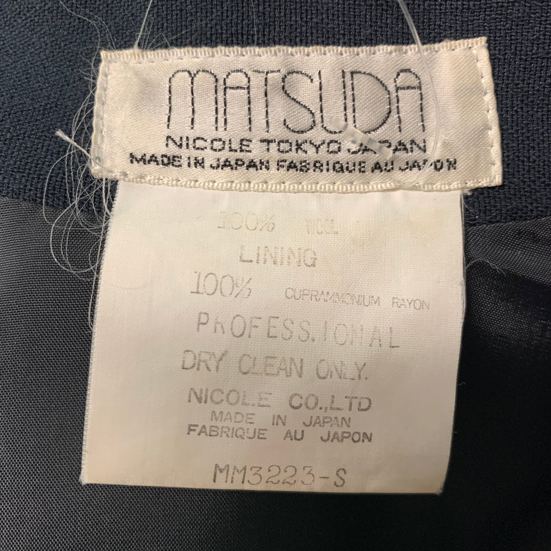 MATSUDA Size S Vintage Charcoal Wool Skirt Jacket Suit