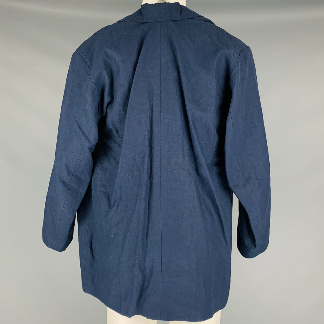 VISVIM -New Hope II- Taille M Manteau de sport à revers cranté en lin bleu marine