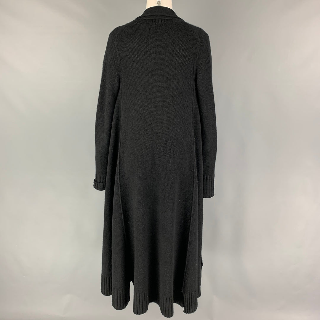 DONNA KARAN Size M/L Black Cashmere Knitted Open Front Cardigan