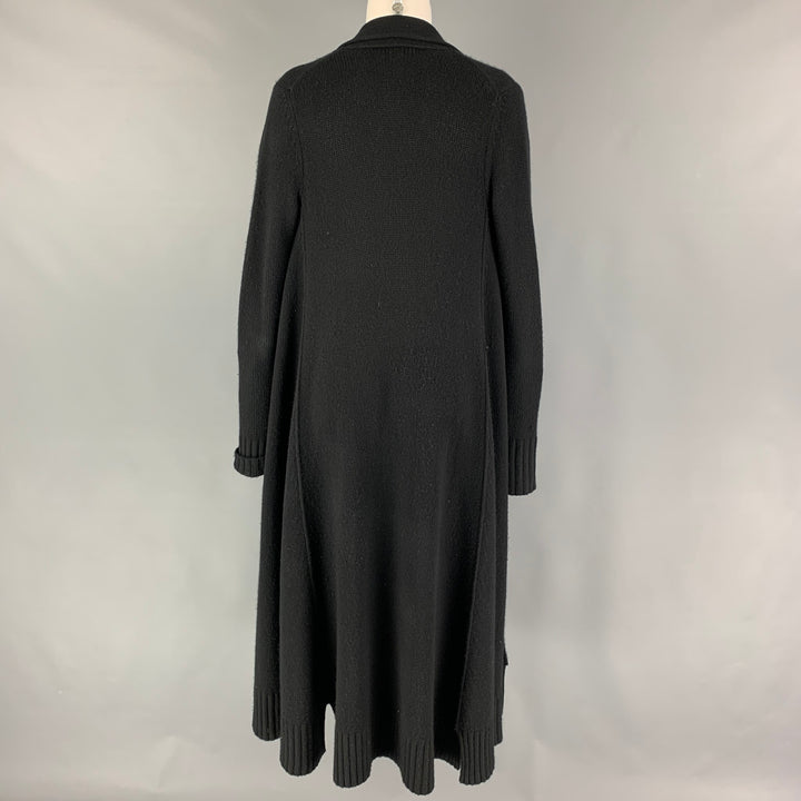 DONNA KARAN Size M/L Black Cashmere Knitted Open Front Cardigan