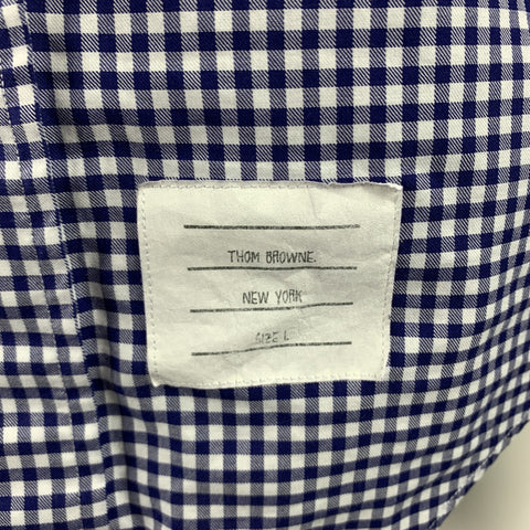 THOM BROWNE Size S / 1 White & Blue Gingham Cotton Long Sleeve Shirt