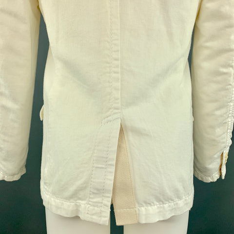 SACAI Chest Size S Off White Cotton / Linen Notch Lapel Panel Ruffle Sport Coat