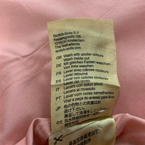 SCOTCH AND SODA Size XL Pink Cotton  Elastane Slim Fit Long Sleeve Shirt