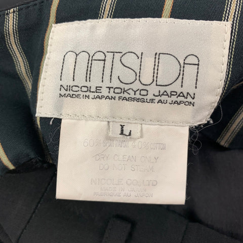 Vintage MATSUDA Size L Black Cotton Pleated Dress Pants