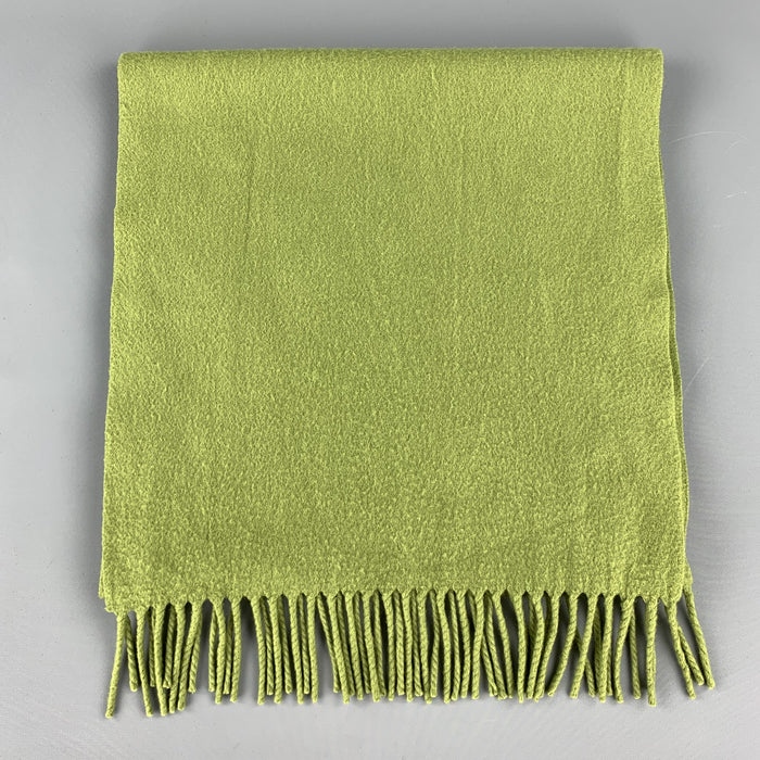 LORO PIANA Green Cashmere Fringe Scarf