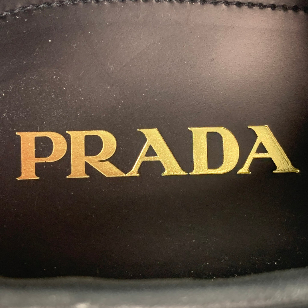 PRADA Size 11 Black Leather Lace Up Shoes