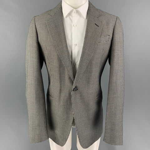 ARMANI COLLEZIONI Taille 40 Manteau de sport pied-de-poule noir blanc