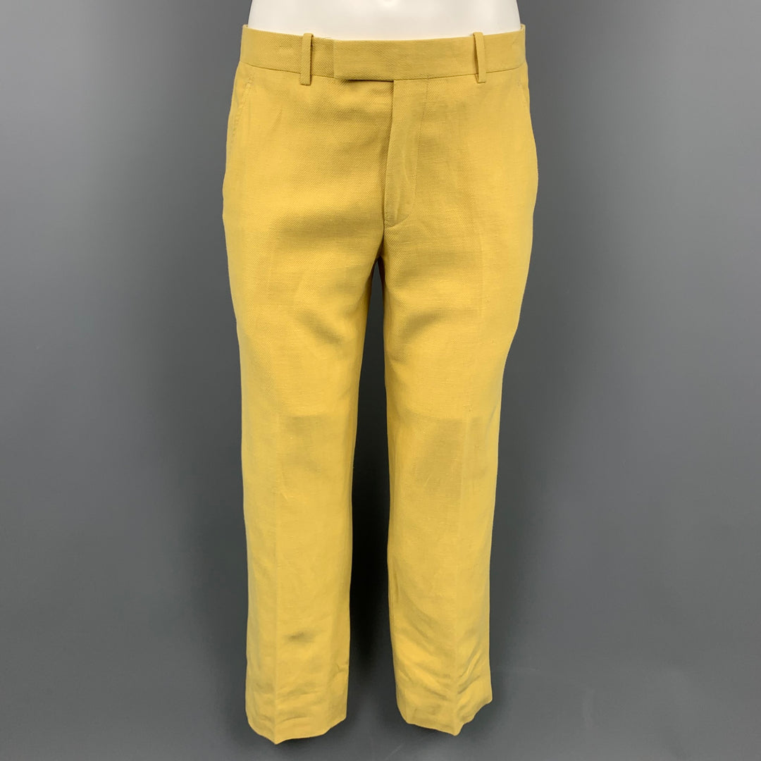 BAND OF OUTSIDERS Size 40 Yellow Linen / Cotton Notch Lapel Suit