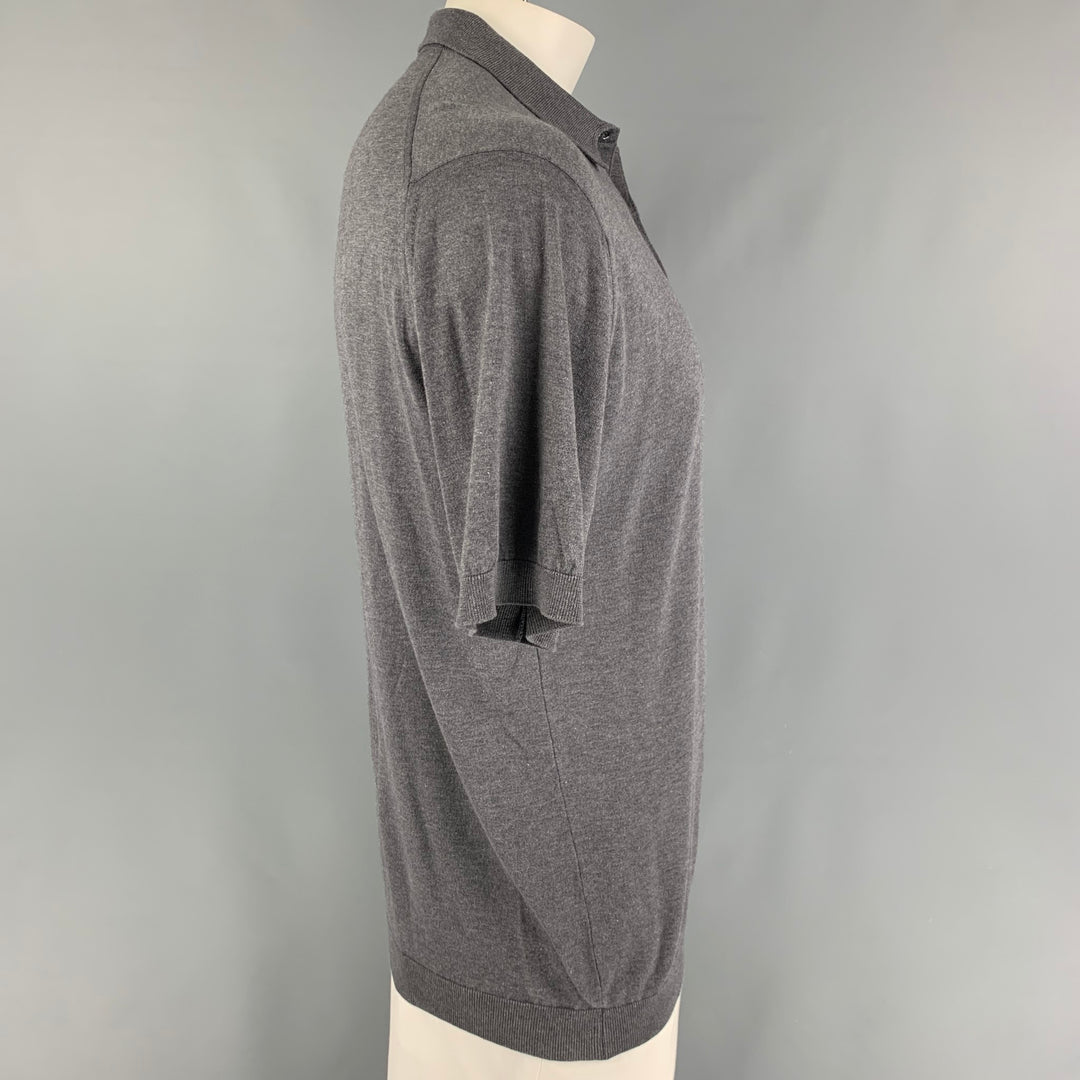 JOHN SMEDLEY Size XL Gray Cotton Buttoned Polo
