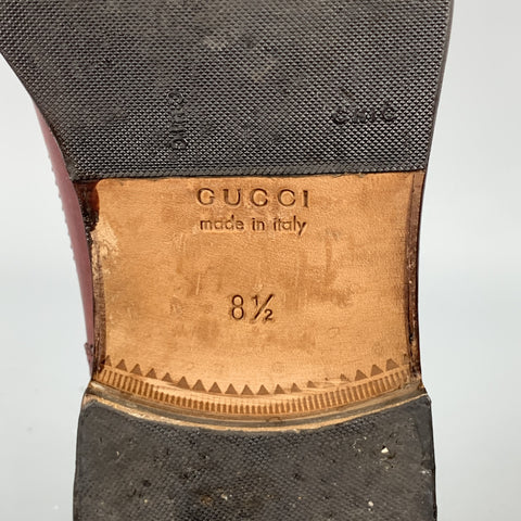 GUCCI Taille 8.5 Chaussures à lacets en cuir perforé bordeaux
