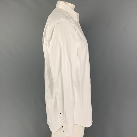 THIERRY MUGLER Size L White Cotton Snaps Long Sleeve Shirt