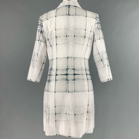 SIMON CHANG Talla 6 Chaqueta de cuadros de mezcla de poliéster gris blanco