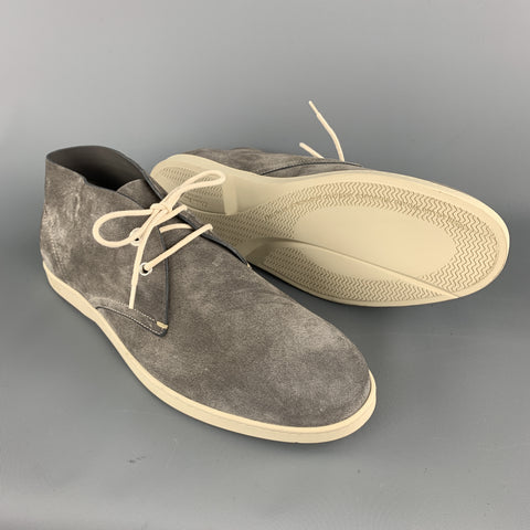 SALVATORE FERRAGAMO Size 11.5 Grey Suede Lace Up Chukka Boots