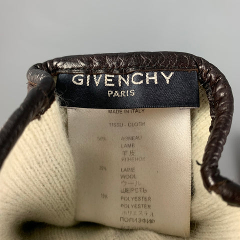 GIVENCHY Size 9 Brown Cream Mixed Materials Lamb Skin Angora Wool Gloves
