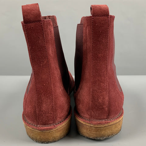 BOTTEGA VENETA Size 7.5 Burgundy Suede Chelsea Boots
