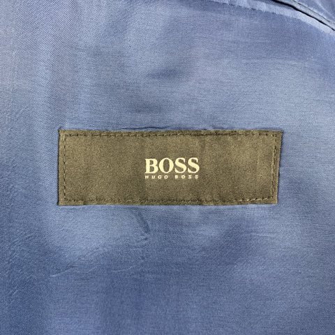 HUGO BOSS Size 42 Navy Solid Virgin Wool Notch Lapel 34 x 32 Suit
