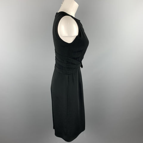 VALENTINO Talla 6 Vestido de cóctel sin mangas de acetato / seda negro