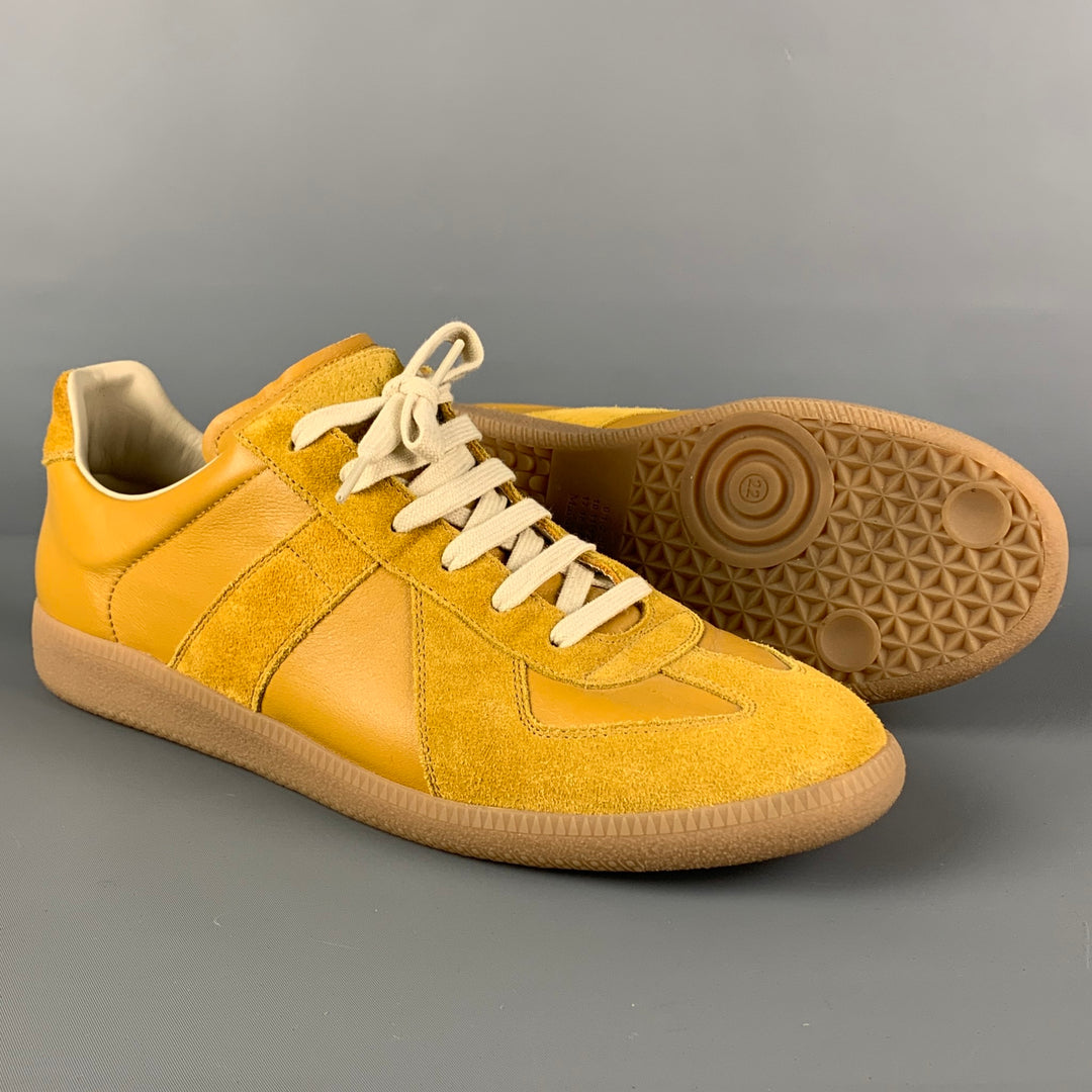 MAISON MARGIELA Size 12 Mustard Suede Replica Sneakers