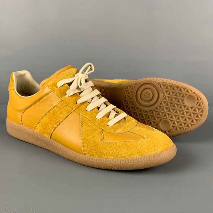 MAISON MARGIELA Size 12 Mustard Suede Replica Sneakers