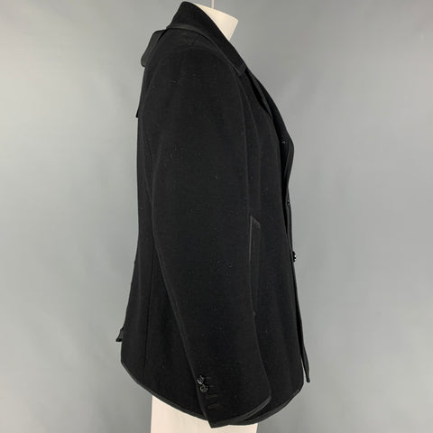 THOM BROWNE Fall 2008 Size XL Black Wool Double Breasted Coat