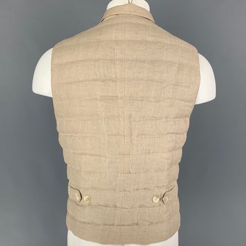 BRUNELLO CUCINELLI SS 20 Size M Beige Linen Quilted Vest