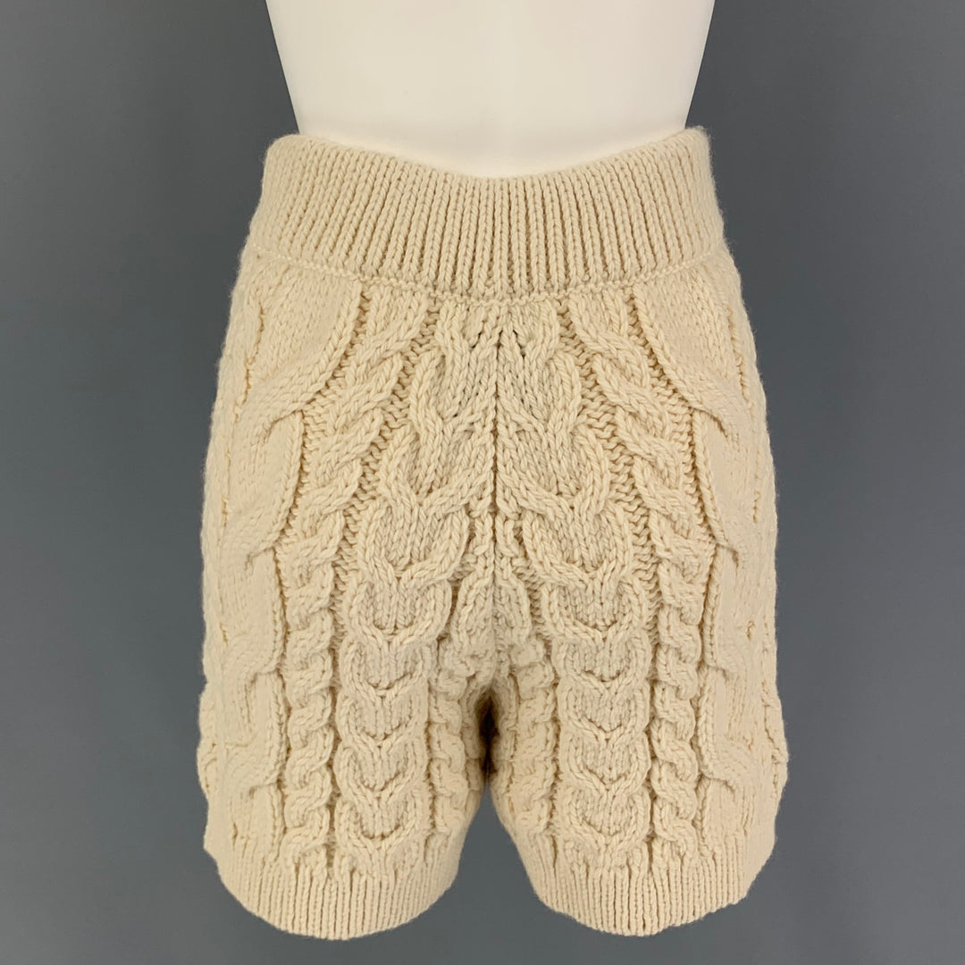 MR.MITTENS Size XS Cream Wool Cable Elastic Waistband Shorts