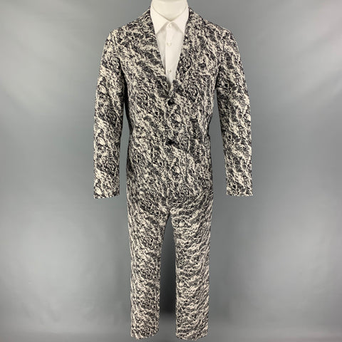 CORRIDOR Size S Black White Marbled Cotton Notch Lapel Suit