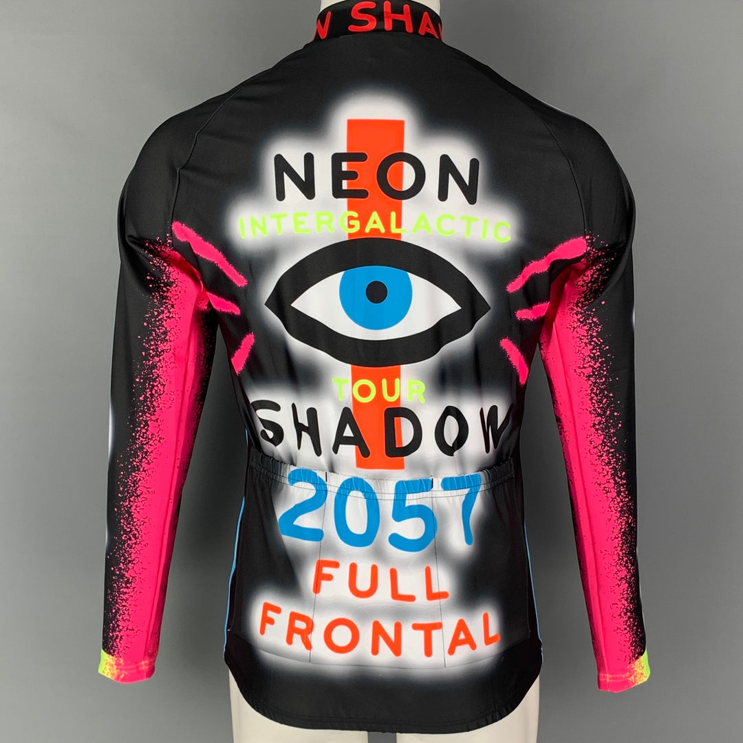 WALTER VAN BEIRENDONCK SS22 Size M Black Graphic Nylon Jersey Bike Top