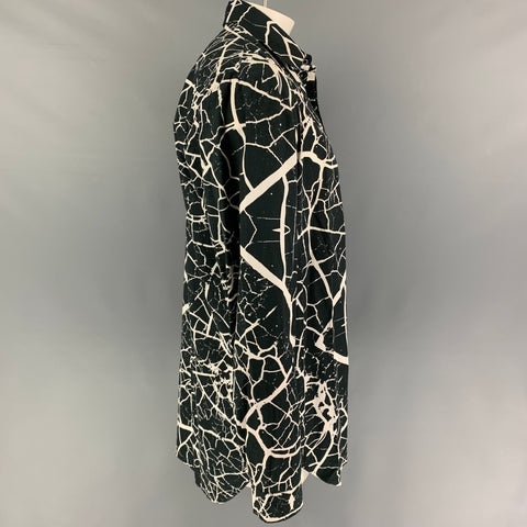 SKINGRAFT Size XL Black White Marbled Cotton Long Sleeve Shirt