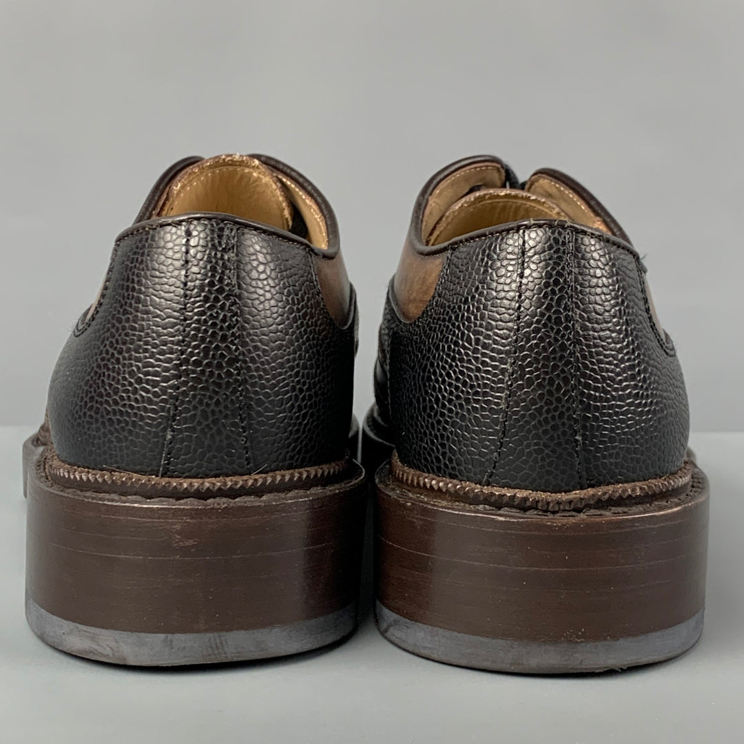 PAUL ANDREW Size 10 Brown Black Antique Leather Lace Up Shoes