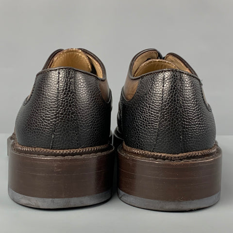 PAUL ANDREW Size 10 Brown Black Antique Leather Lace Up Shoes