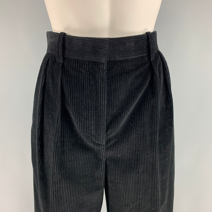 THE ROW Size 2 Black Cotton Pleated Casual Pants