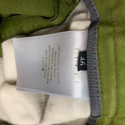 GUCCI Size 28 Green Cotton Zip Fly Casual Pants