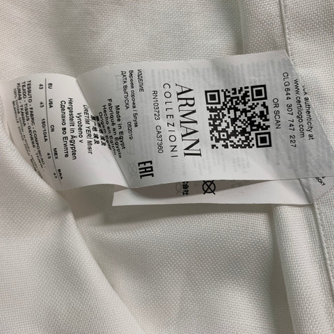 ARMANI COLLEZIONI Size XL White Cotton Button Up Long Sleeve Shirt